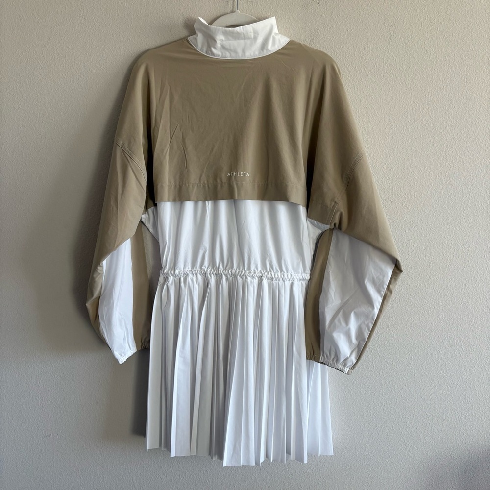 NWT Athleta Power Serve Shell Dress Women’s Large White/Tan Pickleball Tennis - Picture 7 of 9